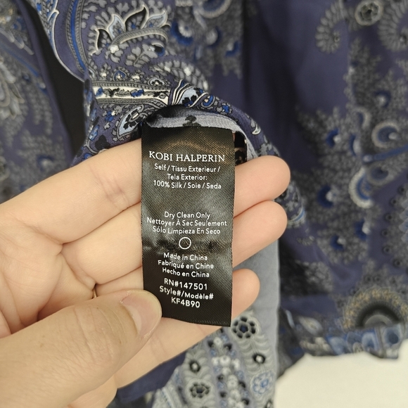 Kobi Halperin Bronson Paisley-Print Silk Button Up Long Sleeves Blouse Size SM - Picture 16 of 16